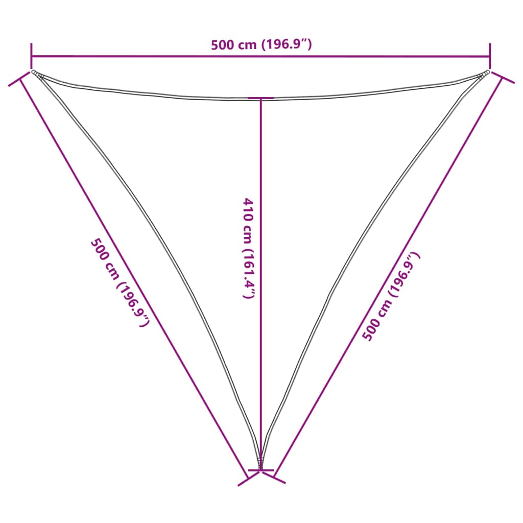 Parasole a Vela Tessuto Oxford Triangolare 5x5x5 m Verde Scuro