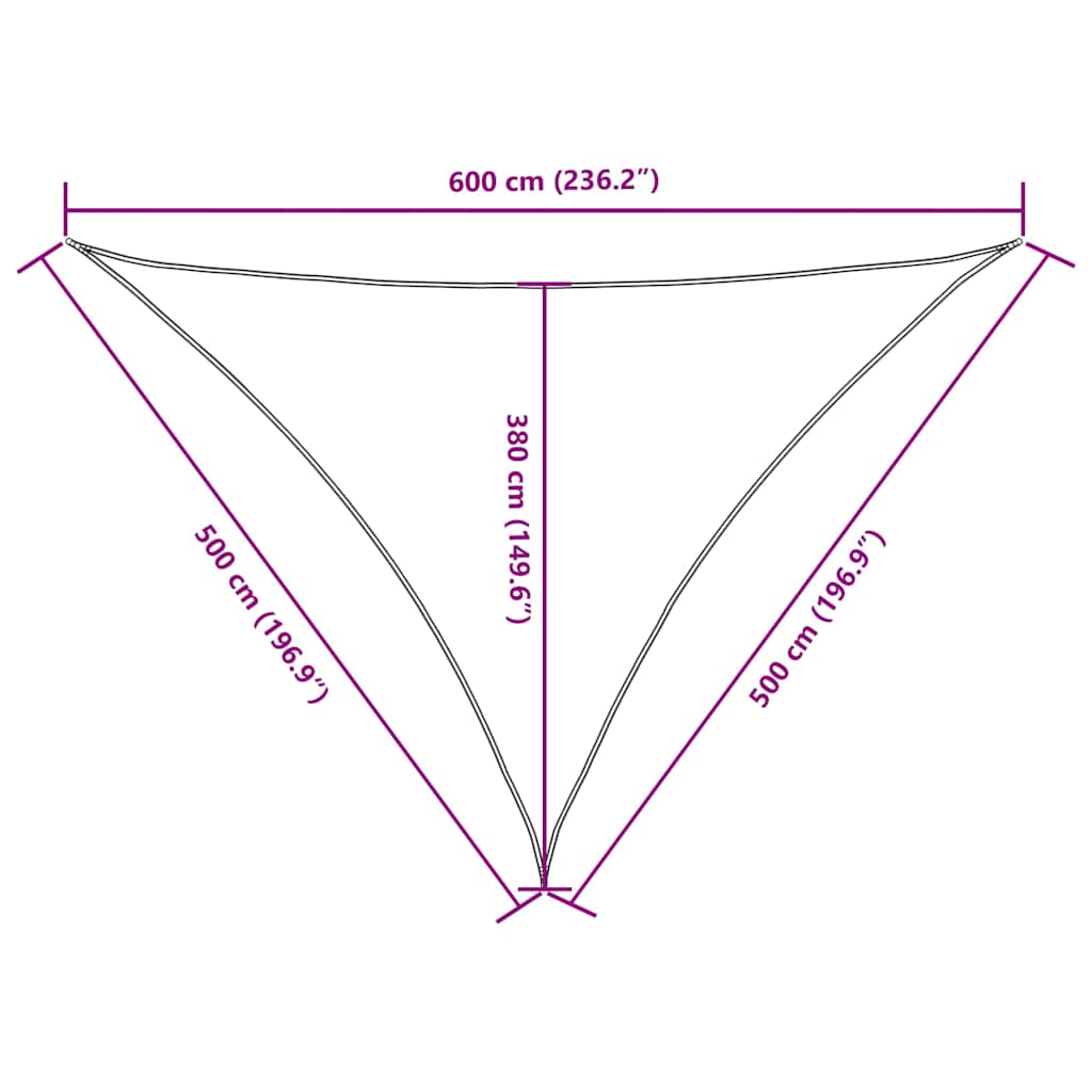 Parasole a Vela Oxford Triangolare 5x5x6 m Verde Scuro