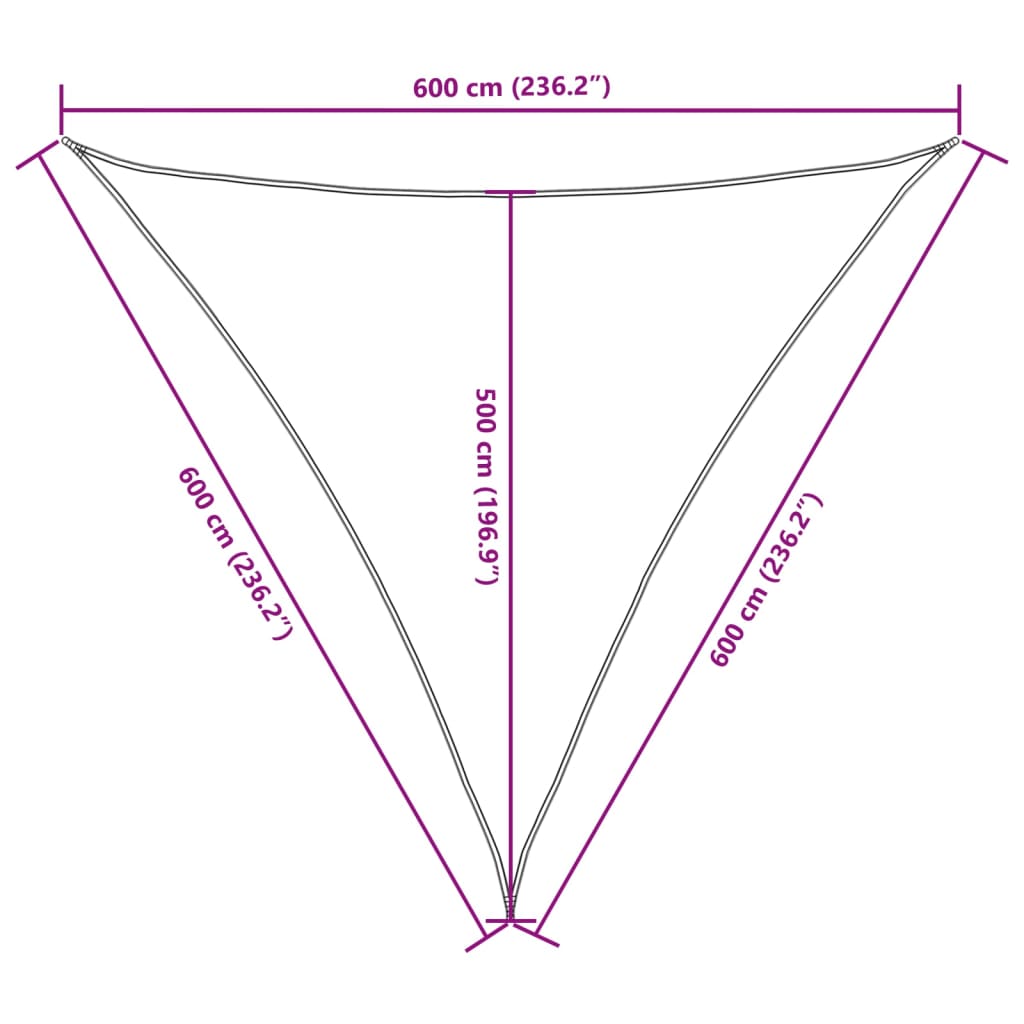 Parasole a Vela Tessuto Oxford Triangolare 6x6x6m Verde Scuro