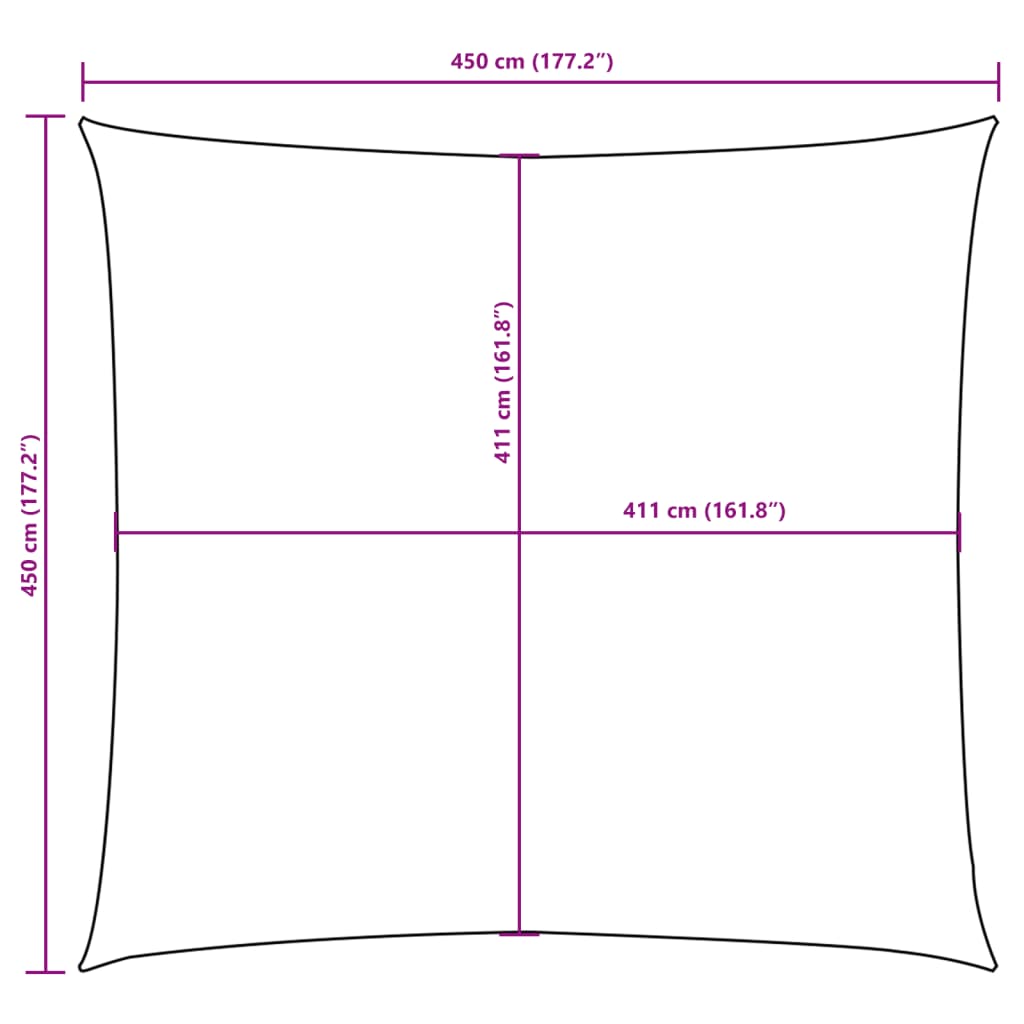 Parasole a Vela in Tela Oxford Quadrato 4,5x4,5 m Blu