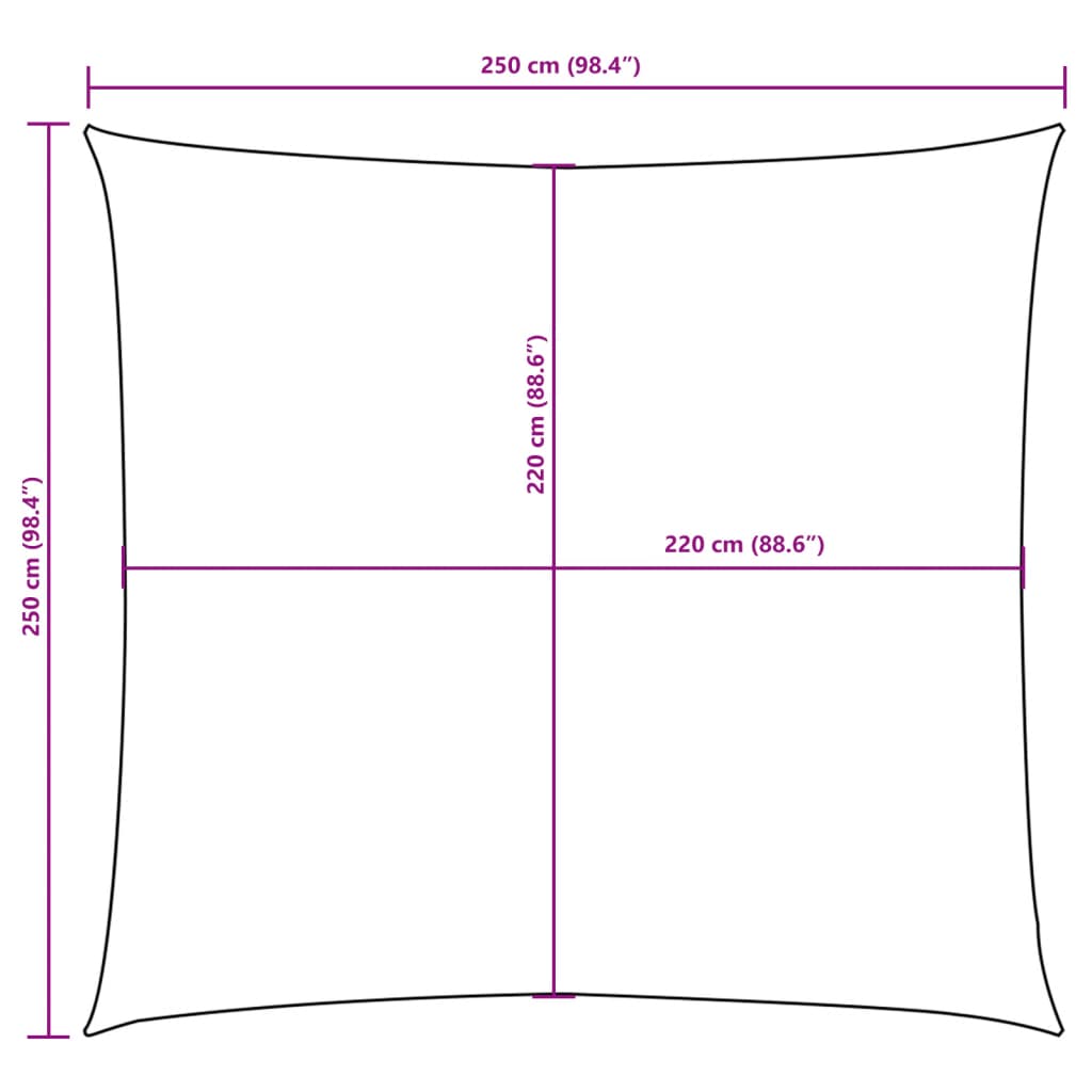 Vela Parasole in Tela Oxford Quadrata 2,5x2,5 m Gialla