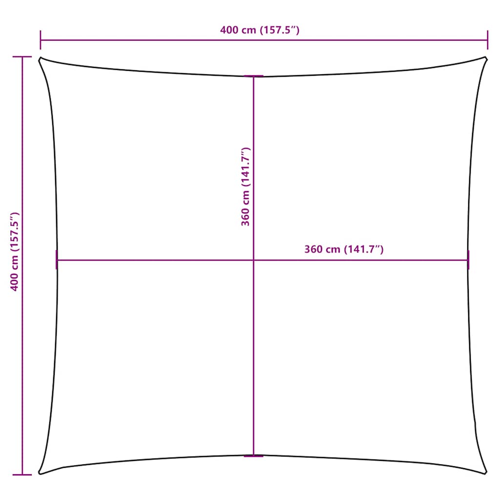 Vela Parasole in Tela Oxford Quadrata 4x4 m Gialla