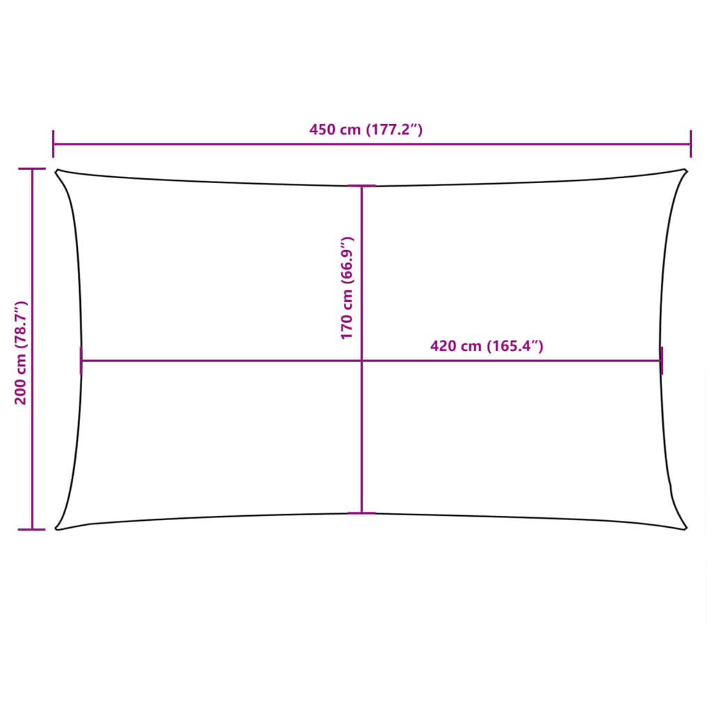 Parasole a Vela Oxford Rettangolare 2x4,5 m Gialla