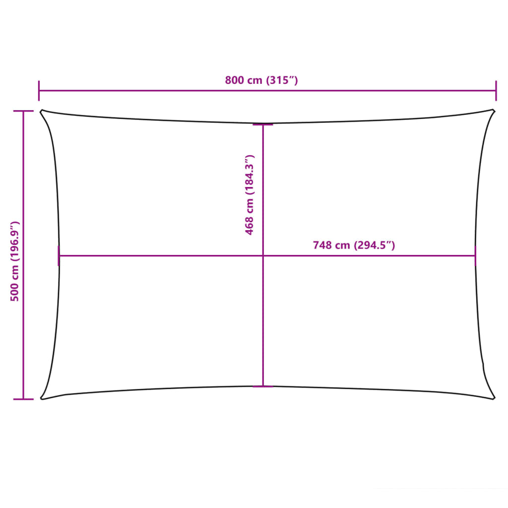 Parasole a Vela Oxford Rettangolare 5x8 m Giallo