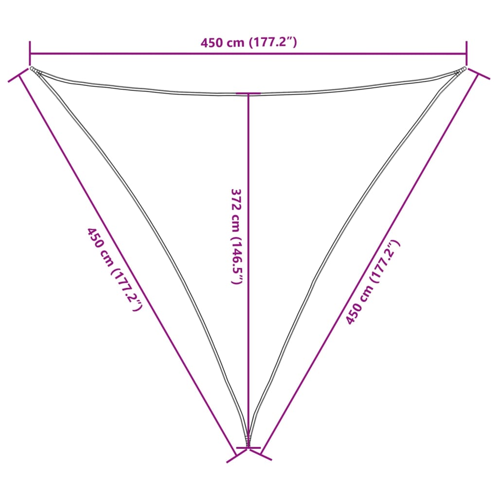 Parasole a Vela Oxford Triangolare 4,5x4,5x4,5 m Giallo