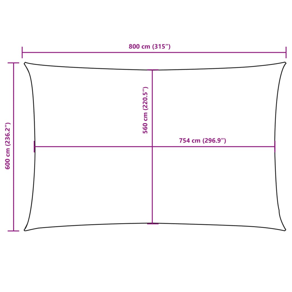 Parasole a Vela Oxford Rettangolare 6x8 m Rosso