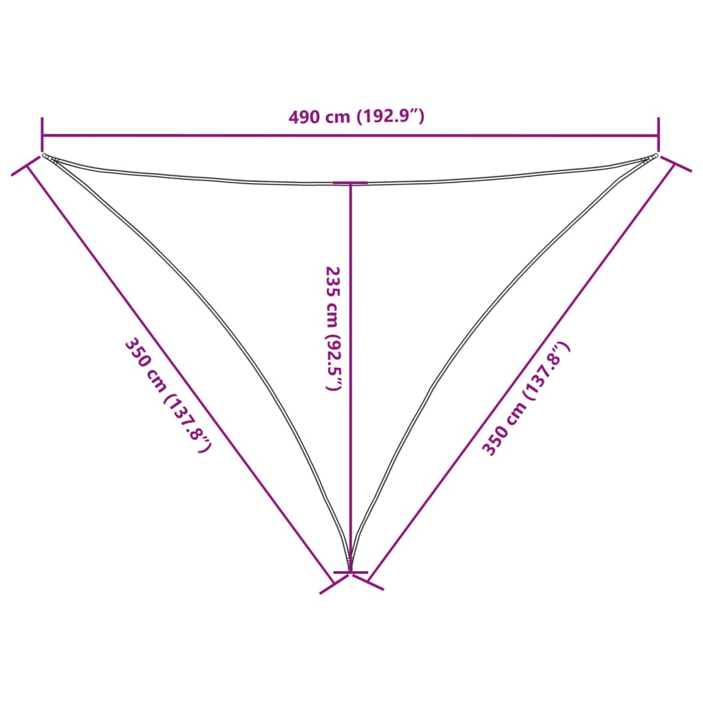 Parasole a Vela Oxford Triangolare 3,5x3,5x4,9 m Rosso
