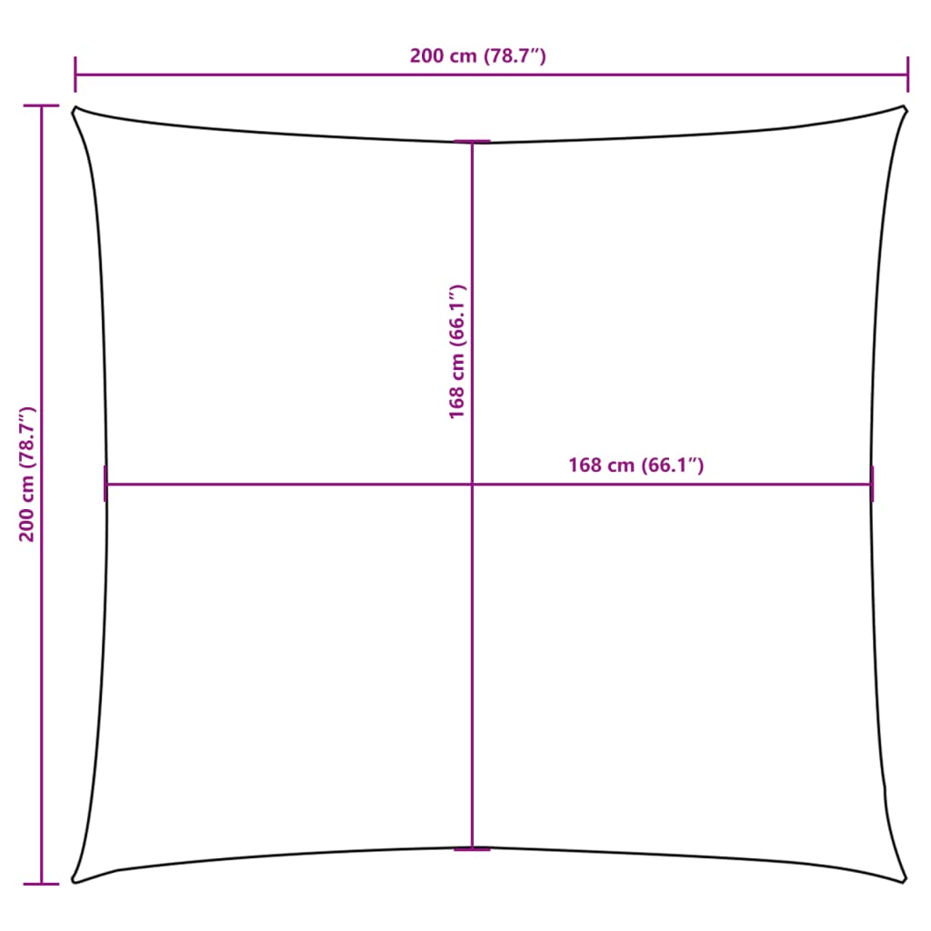 Vela Parasole in Tela Oxford Quadrata 2x2 m Arancione