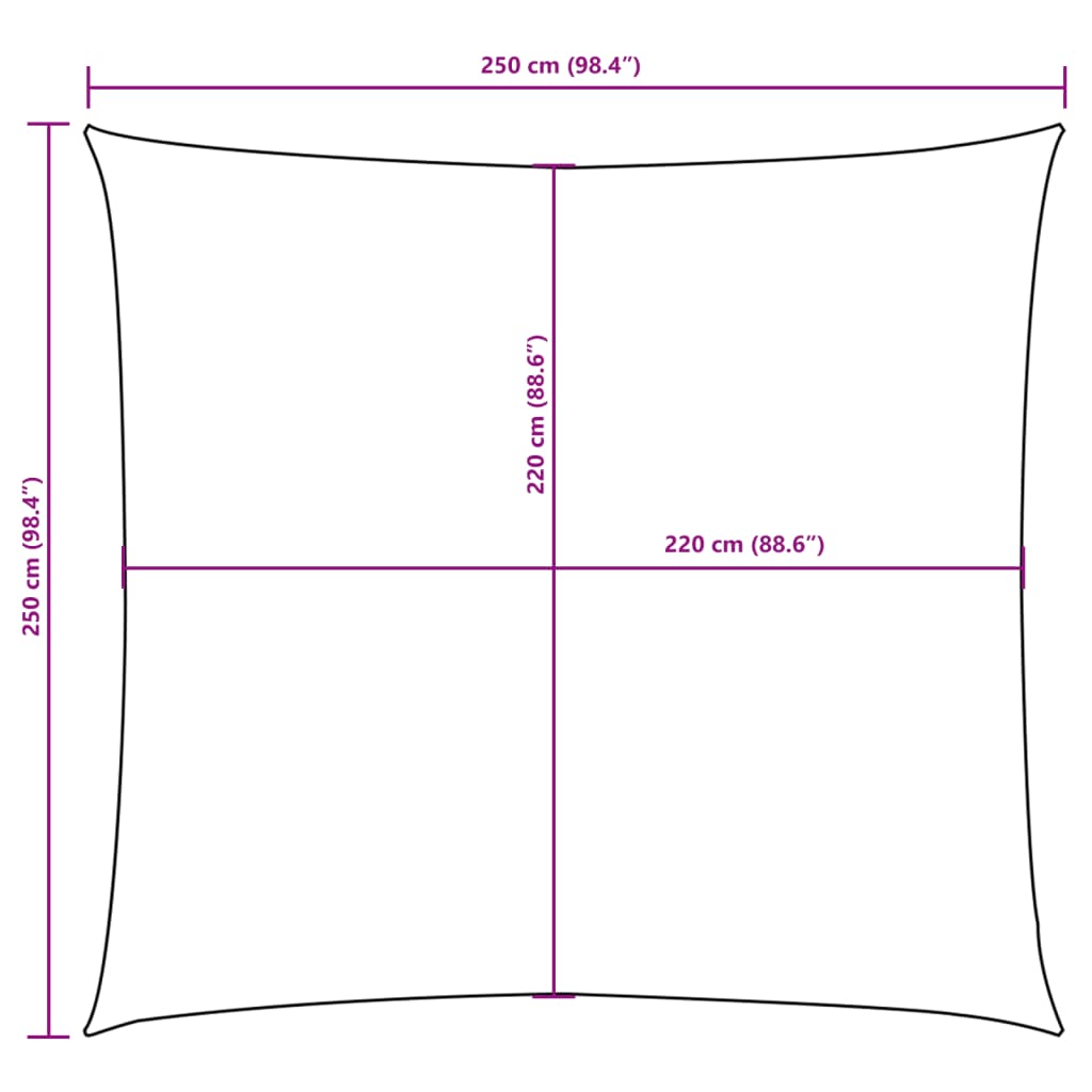 Vela Parasole in Tela Oxford Quadrata 2,5x2,5 m Arancione