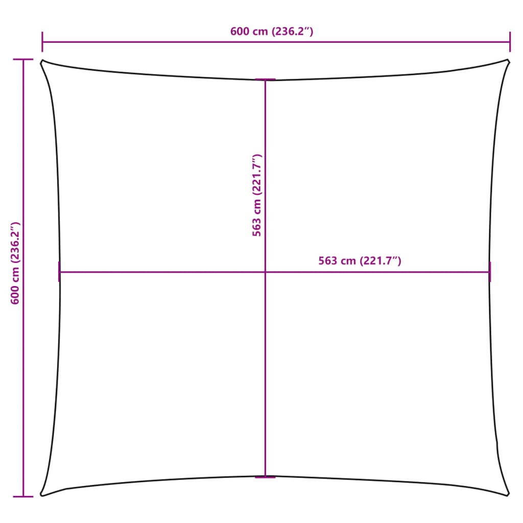 Parasole a Vela in Tela Oxford Quadrata 6x6 m Arancione