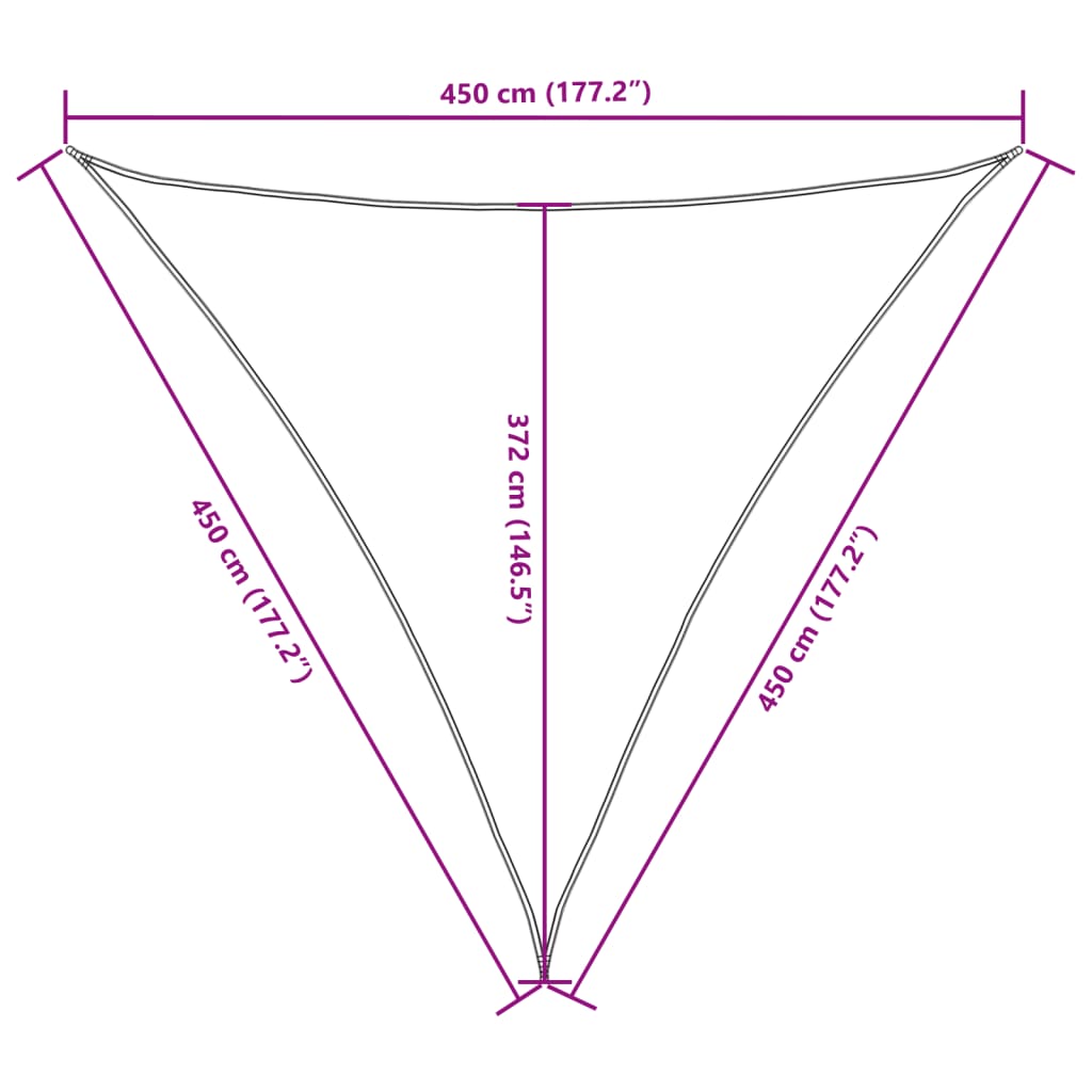 Parasole a Vela Oxford Triangolare 4,5x4,5x4,5 m Arancione
