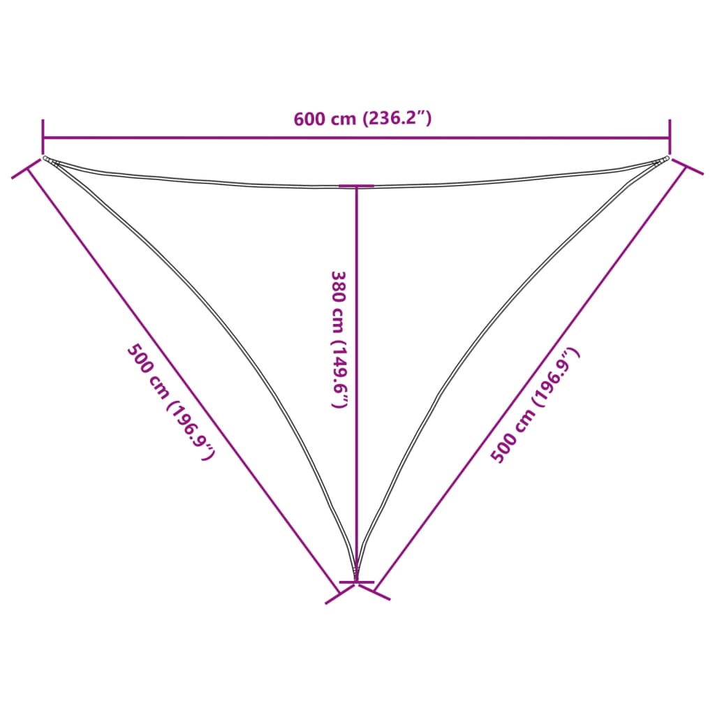 Parasole a Vela Oxford Triangolare 5x5x6 m Arancione