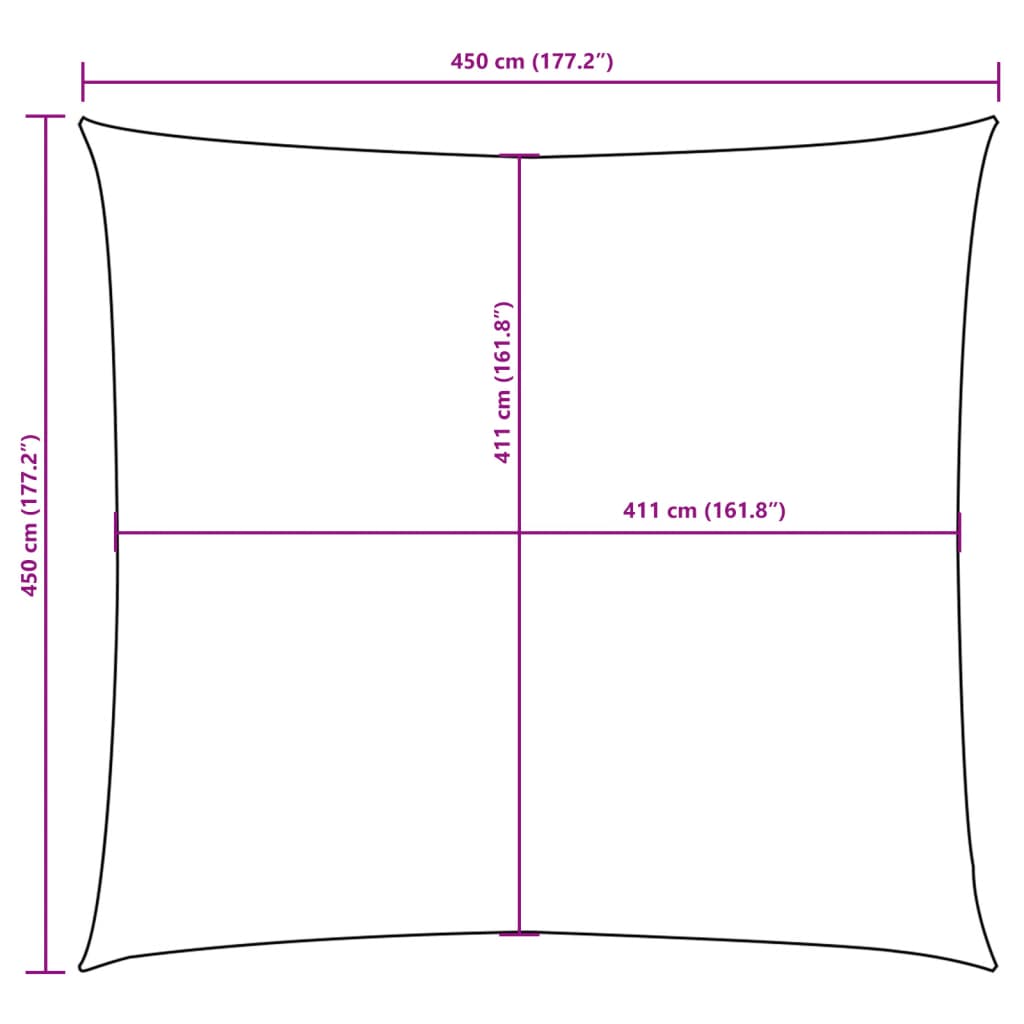 Parasole a Vela in Tela Oxford Quadrato 4,5x4,5 m Nero