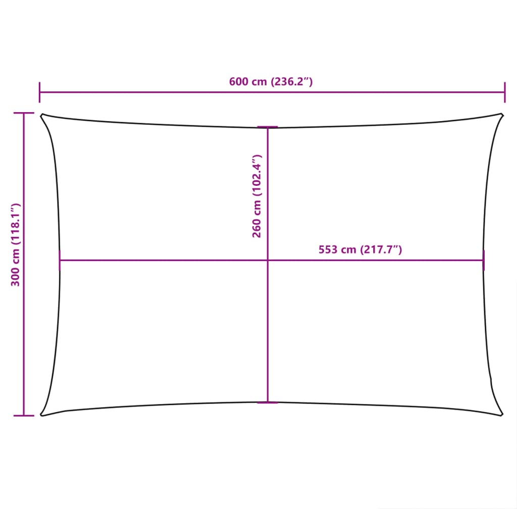 Parasole a Vela Oxford Rettangolare 3x6 m Nero