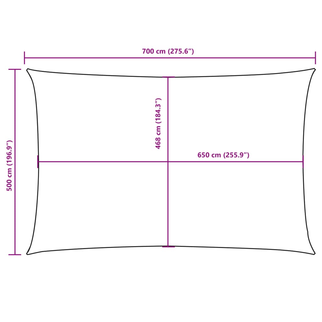 Parasole a Vela Tessuto Oxford Rettangolare 5x7m Nero