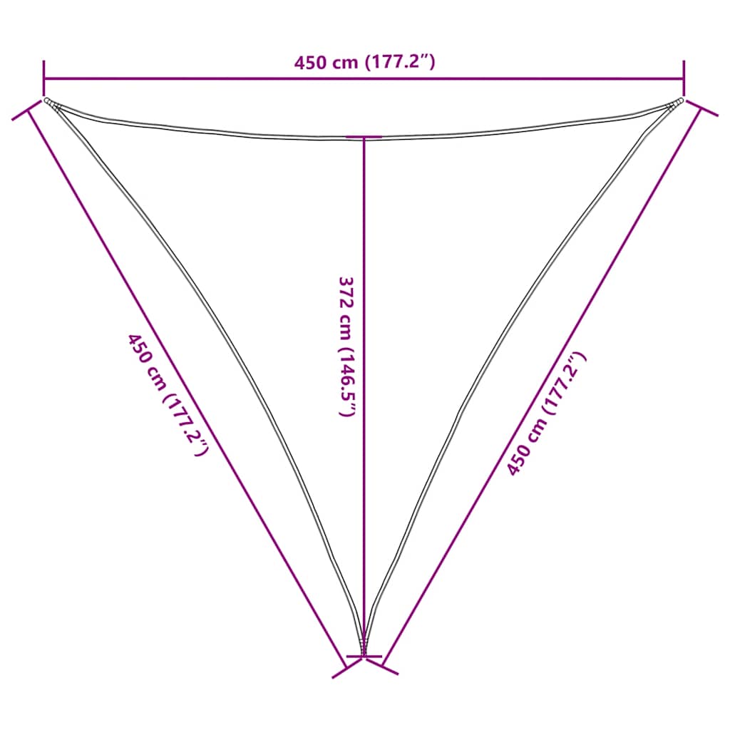 Parasole a Vela Oxford Triangolare 4,5x4,5x4,5 m Nero