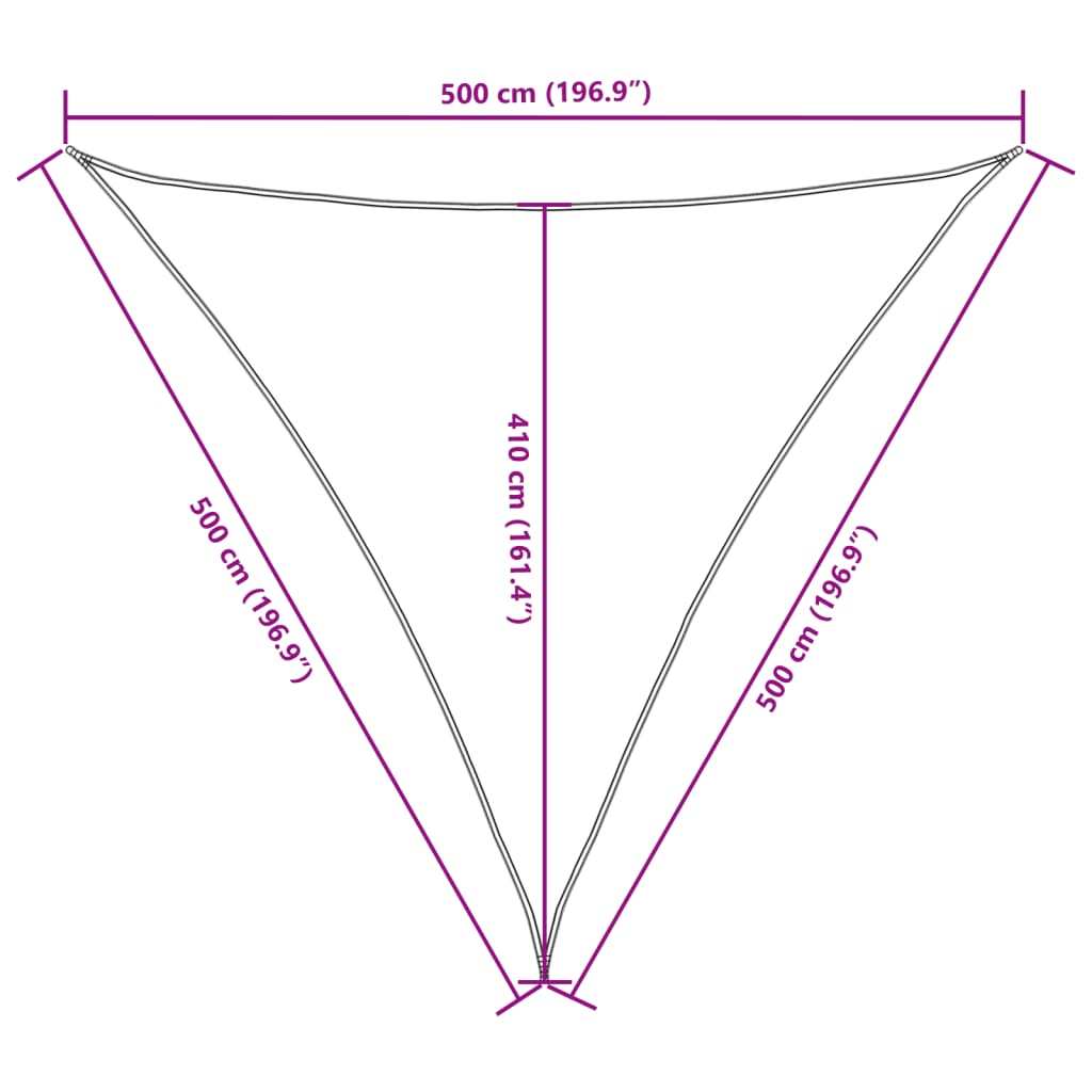 Parasole a Vela Oxford Triangolare 5x5x5 m Nero