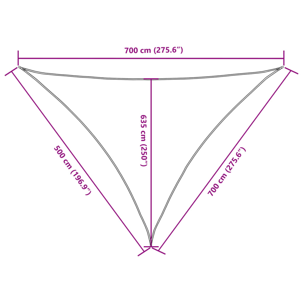 Parasole a Vela Oxford Triangolare 5x7x7 m Nero