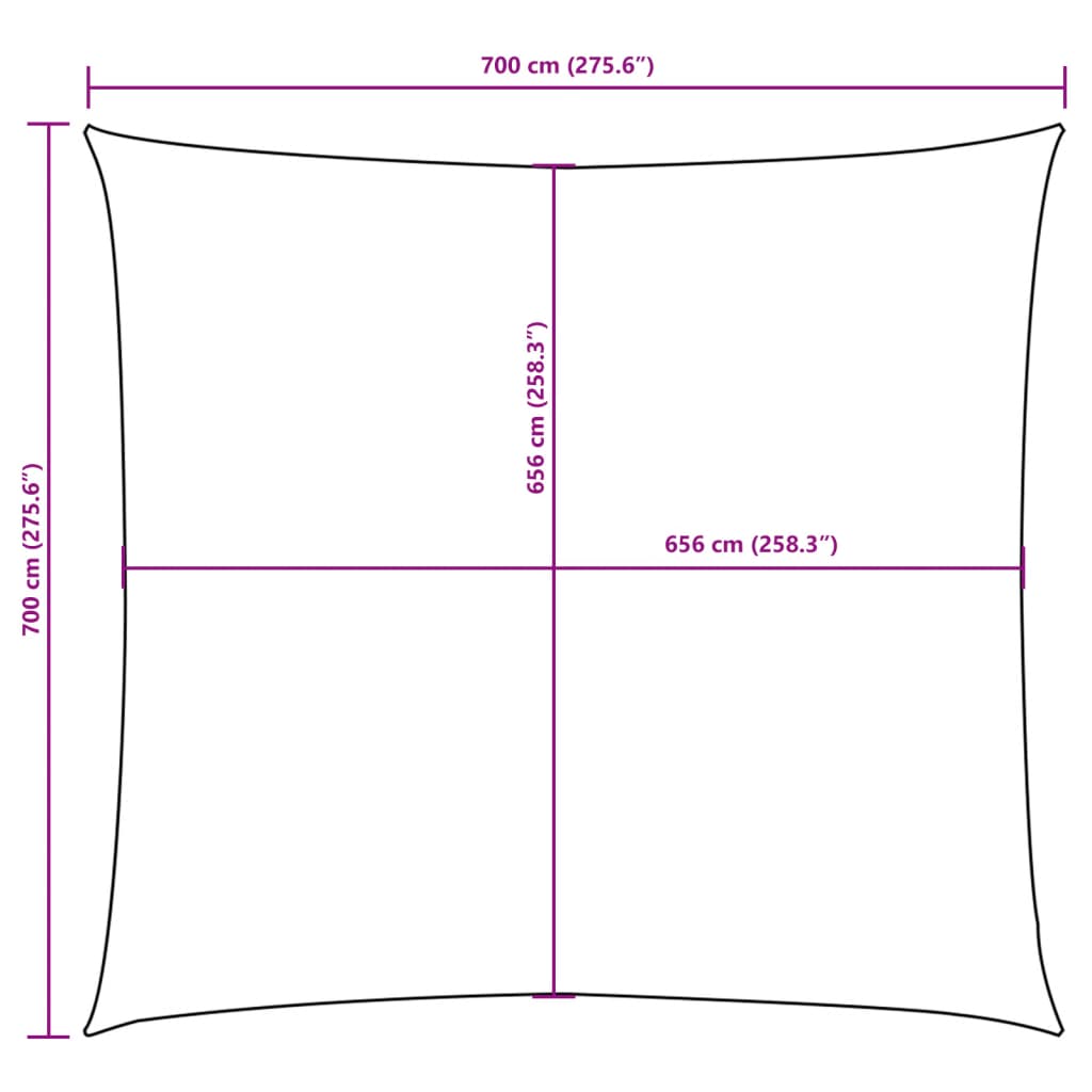 Parasole a Vela in Tela Oxford Quadrata 7x7 m Marrone