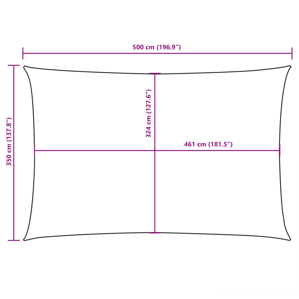 Parasole a Vela in Tessuto Oxford Rettangolare 3,5x5m Marrone