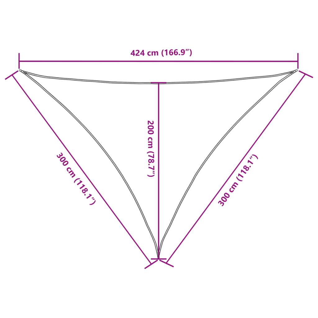 Parasole a Vela Oxford Triangolare 3x3x4,24 m Marrone