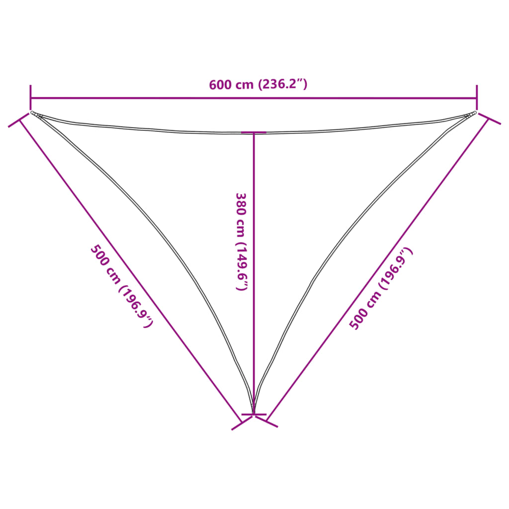Parasole a Vela Oxford Triangolare 5x5x6 m Marrone