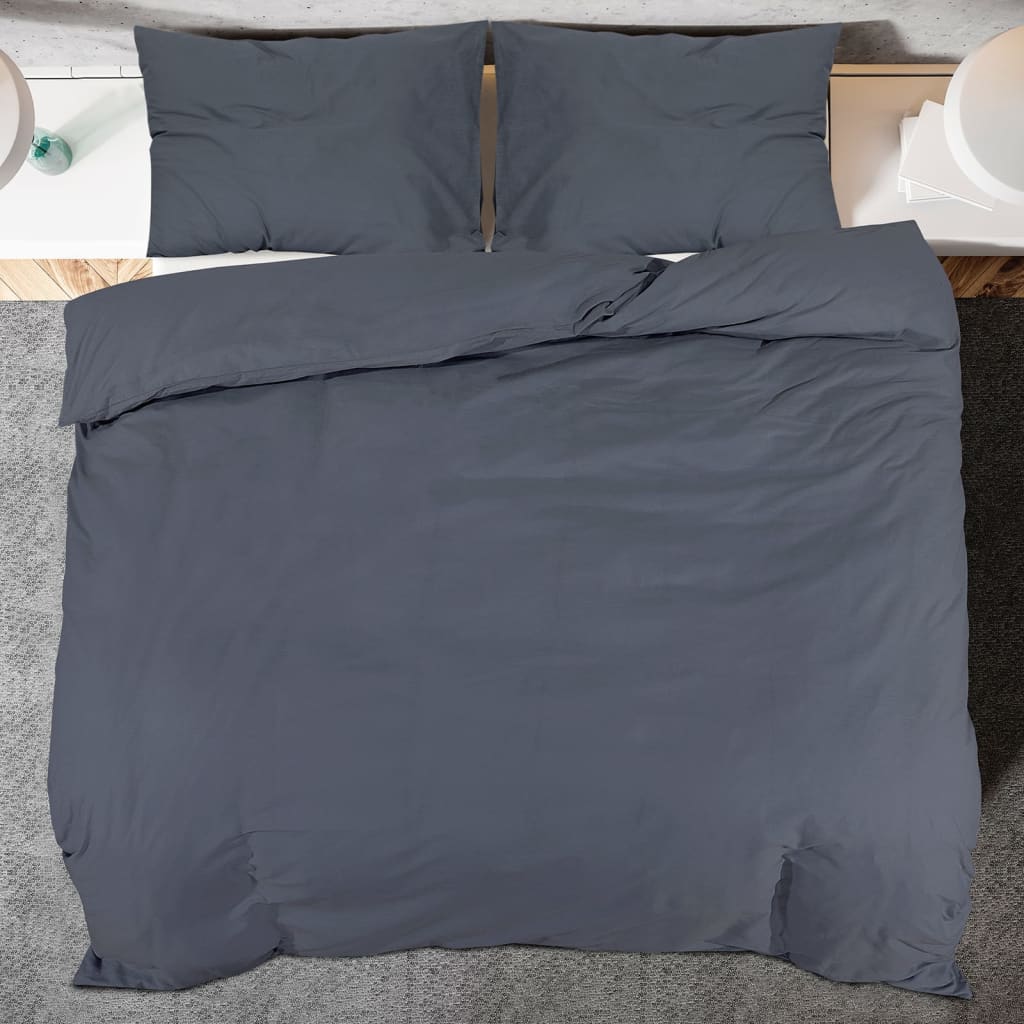 Set Copripiumino Antracite 200x220 cm in Microfibra Leggera