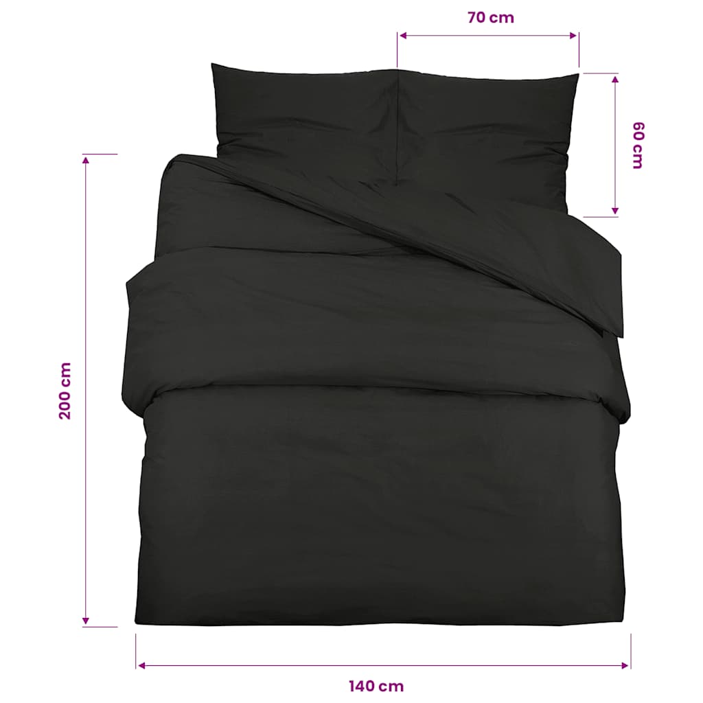 Set Copripiumino Nero 140x200 cm in Microfibra Leggera