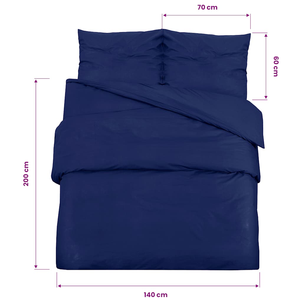 Set Copripiumino Blu Marino 140x200 cm in Microfibra Leggera