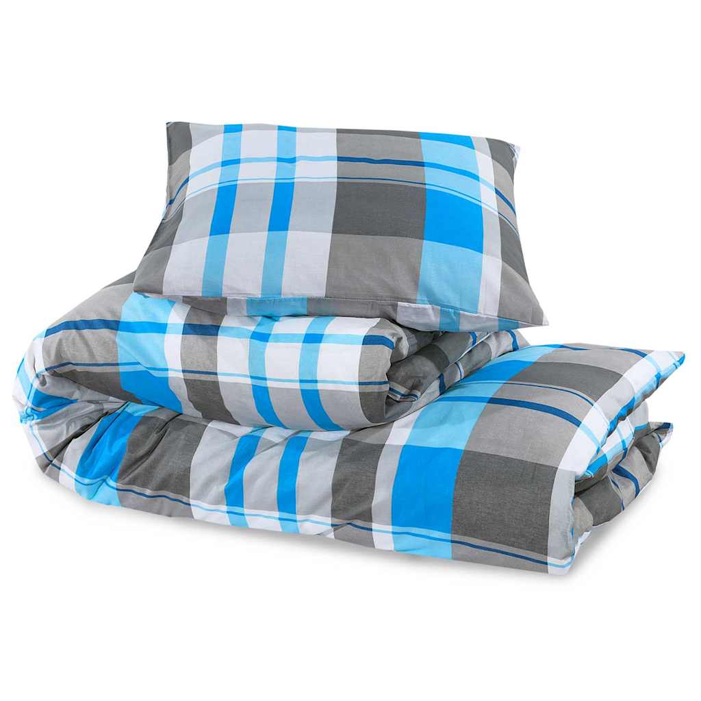 Set Copripiumino Blu e Grigio 260x240 cm in Cotone