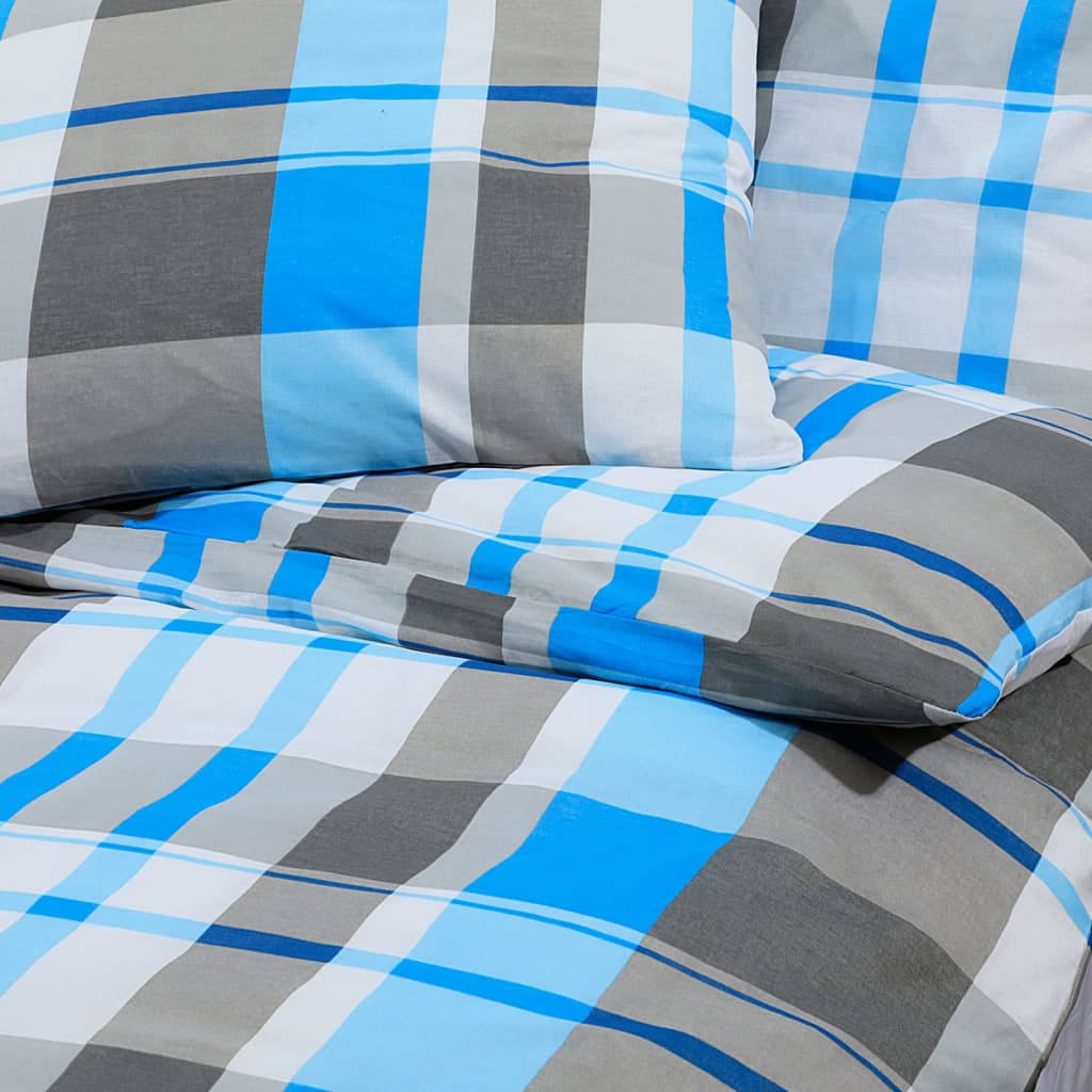 Set Copripiumino Blu e Grigio 155x220 cm in Cotone