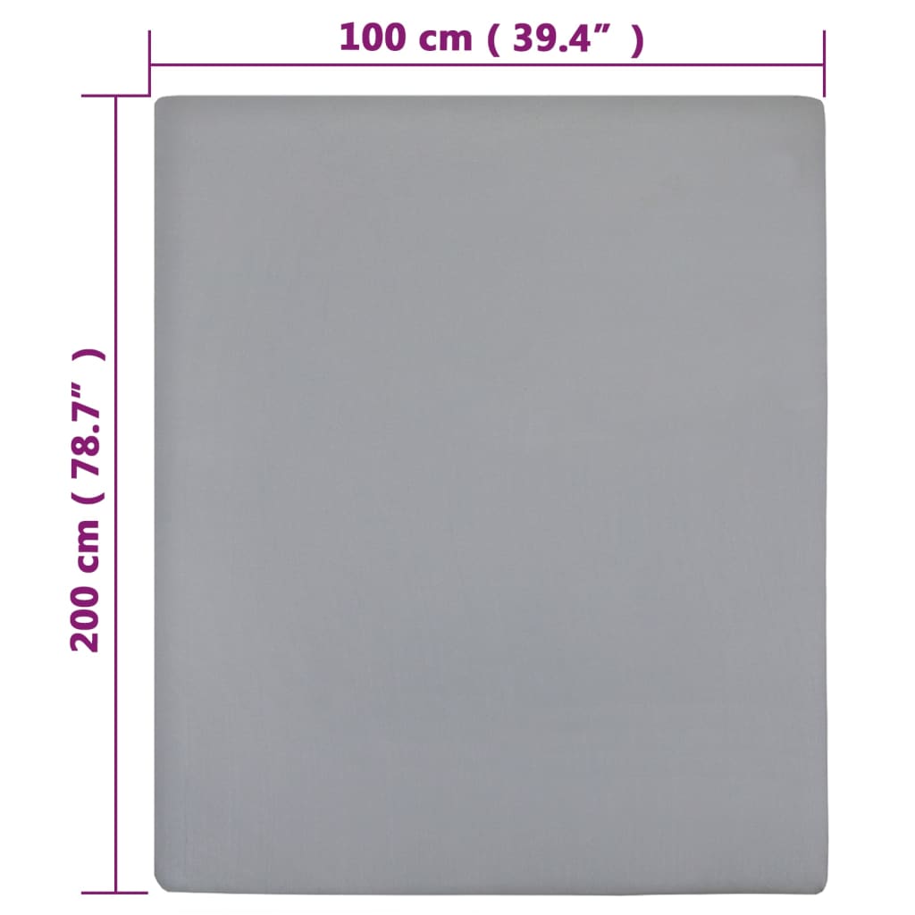 Lenzuolo con Angoli Jersey Grigio 100x200 cm Cotone