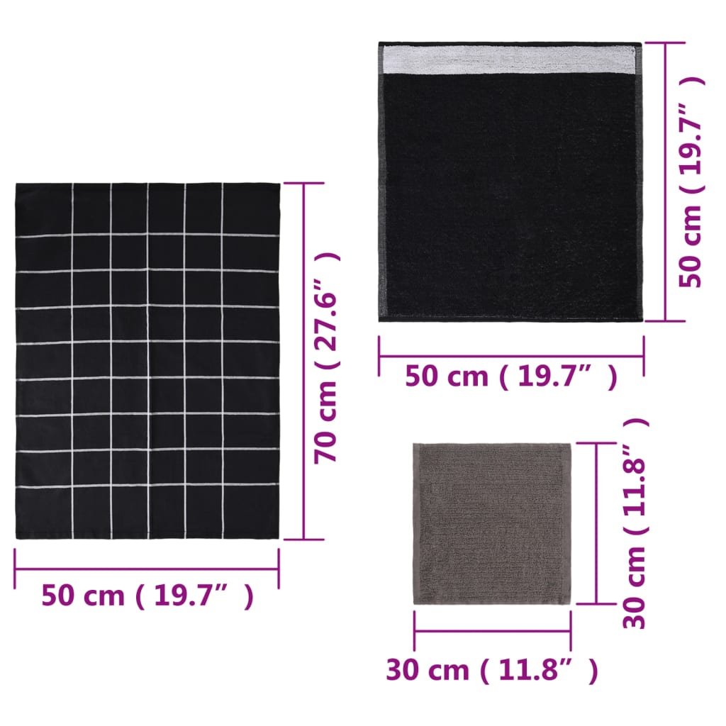 Set Strofinacci 12 pz in Cotone Nero