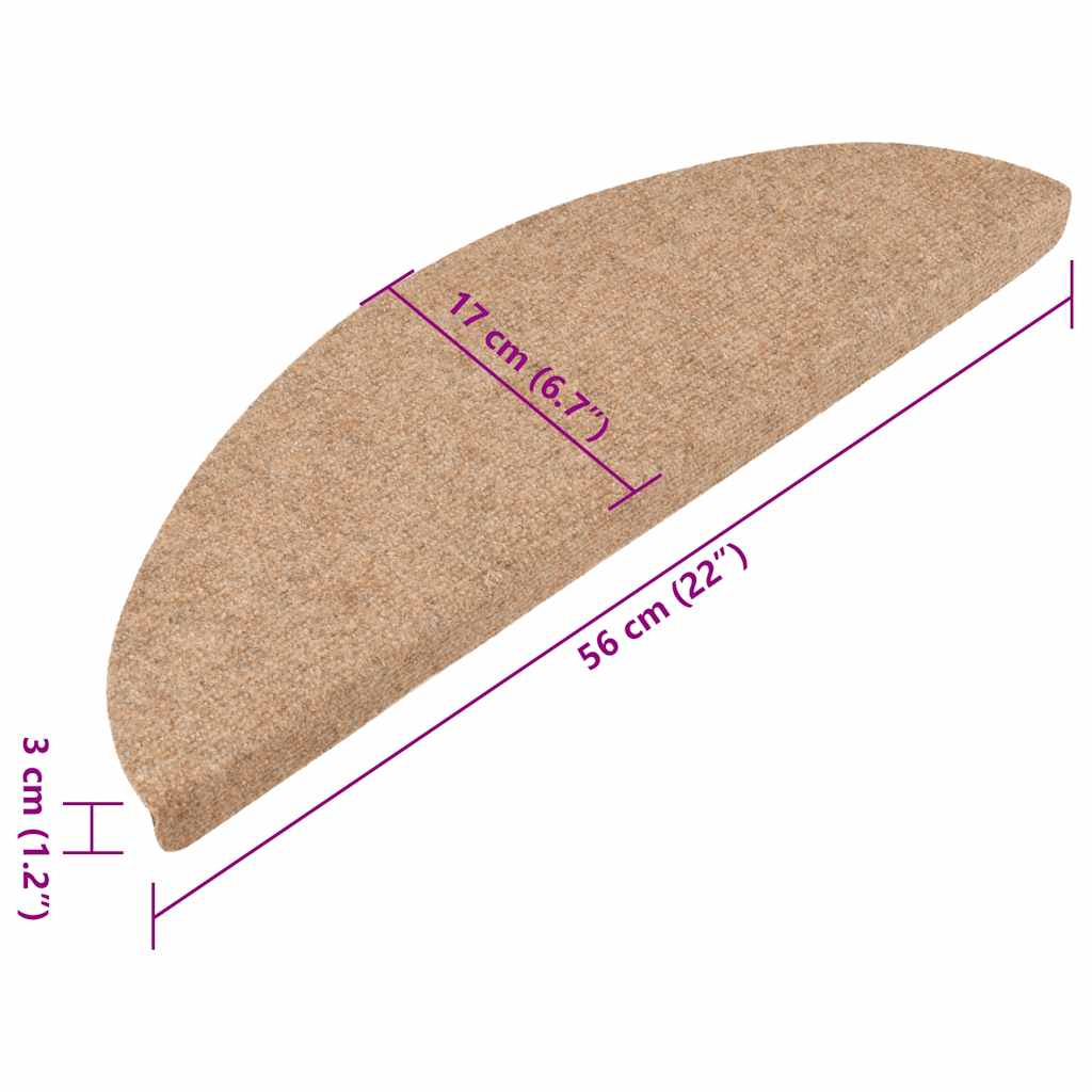 Tappeti Adesivi per Scale 15 pz 56x17x3 cm Beige