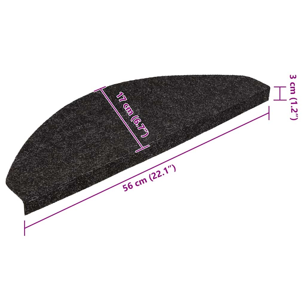 Tappeti Adesivi per Scale 15 pz 56x17x3 cm Nero