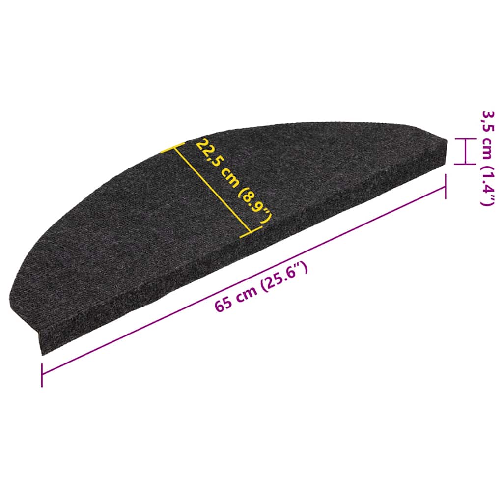 Tappetini Autoadesivi per Scale 15 pz 65x22,5x3,5 cm Neri