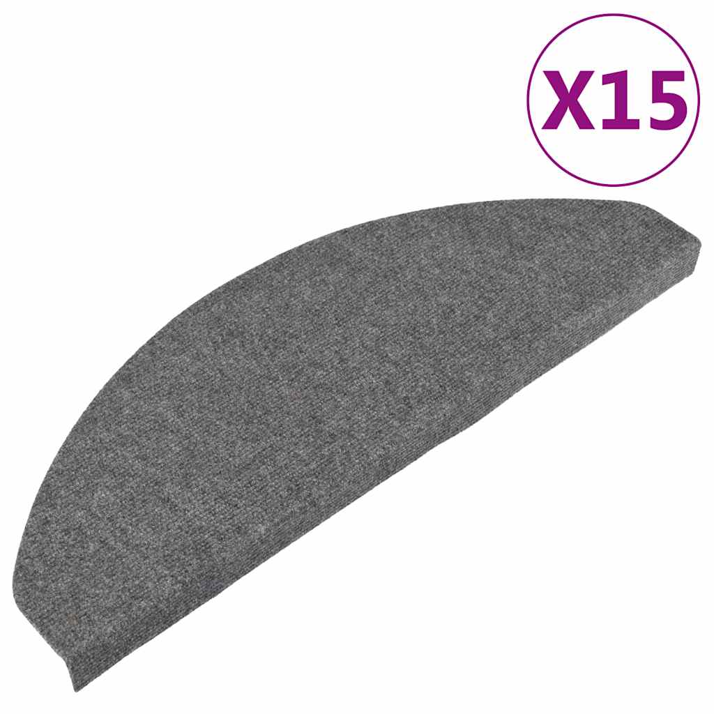 Tappetini Autoadesivi per Scale 15 pz 65x22,5x3,5 cm Grigi