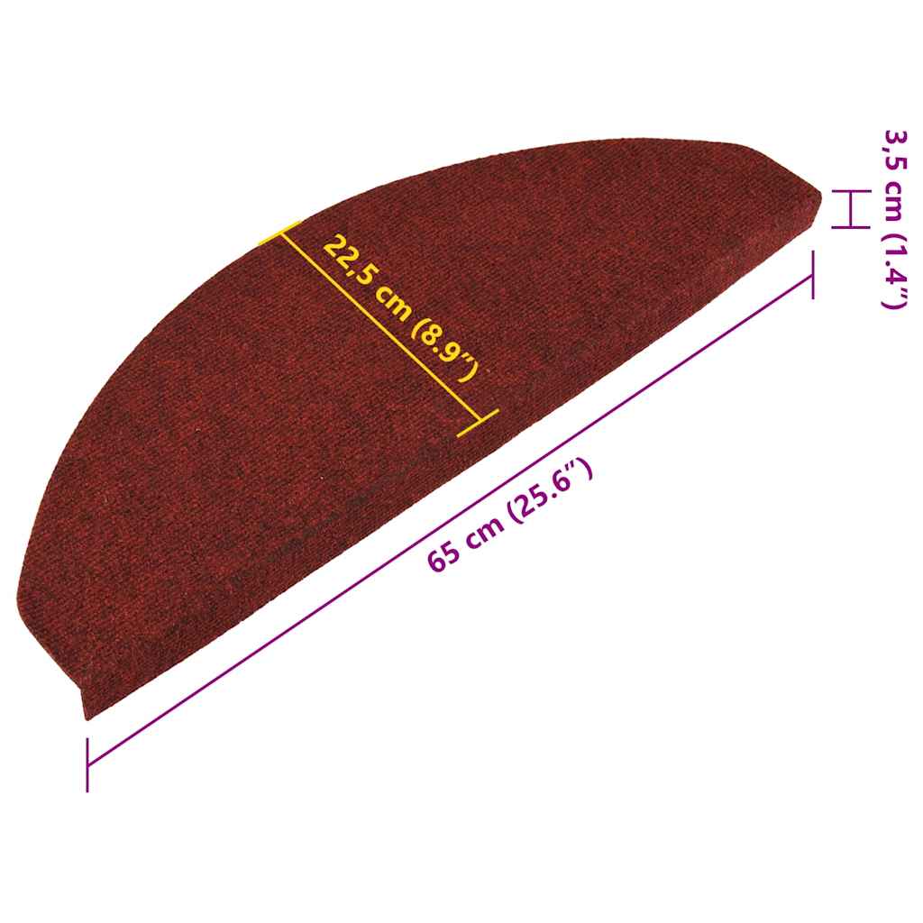 Tappetini Autoadesivi per Scale 15 pz 65x22,5x3,5 cm Rossi