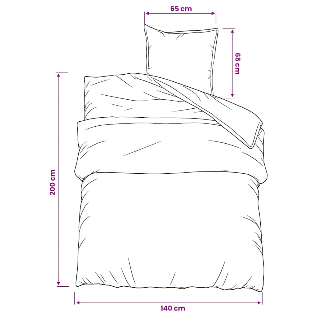 Set Copripiumino Grigio Chiaro 140x200 cm in Cotone