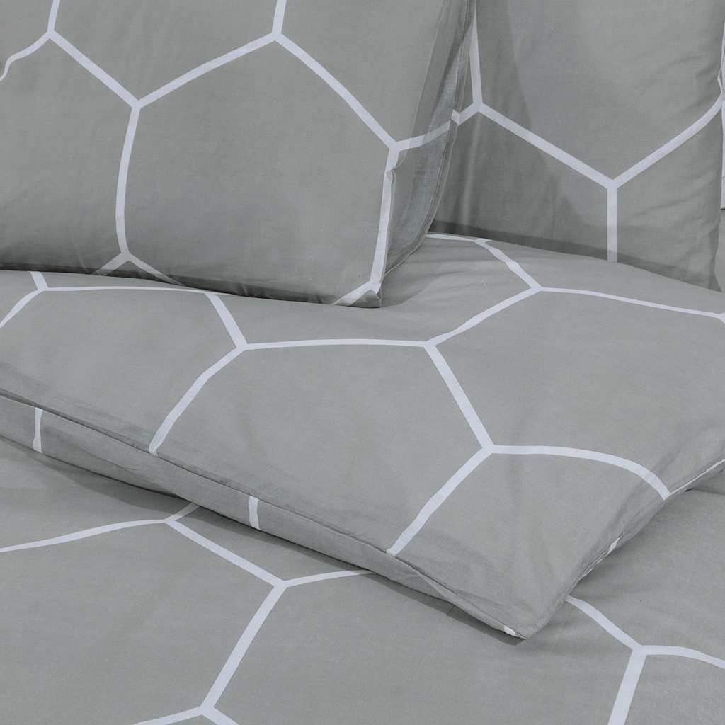 Set Copripiumino Grigio e Bianco 240x220 cm in Cotone