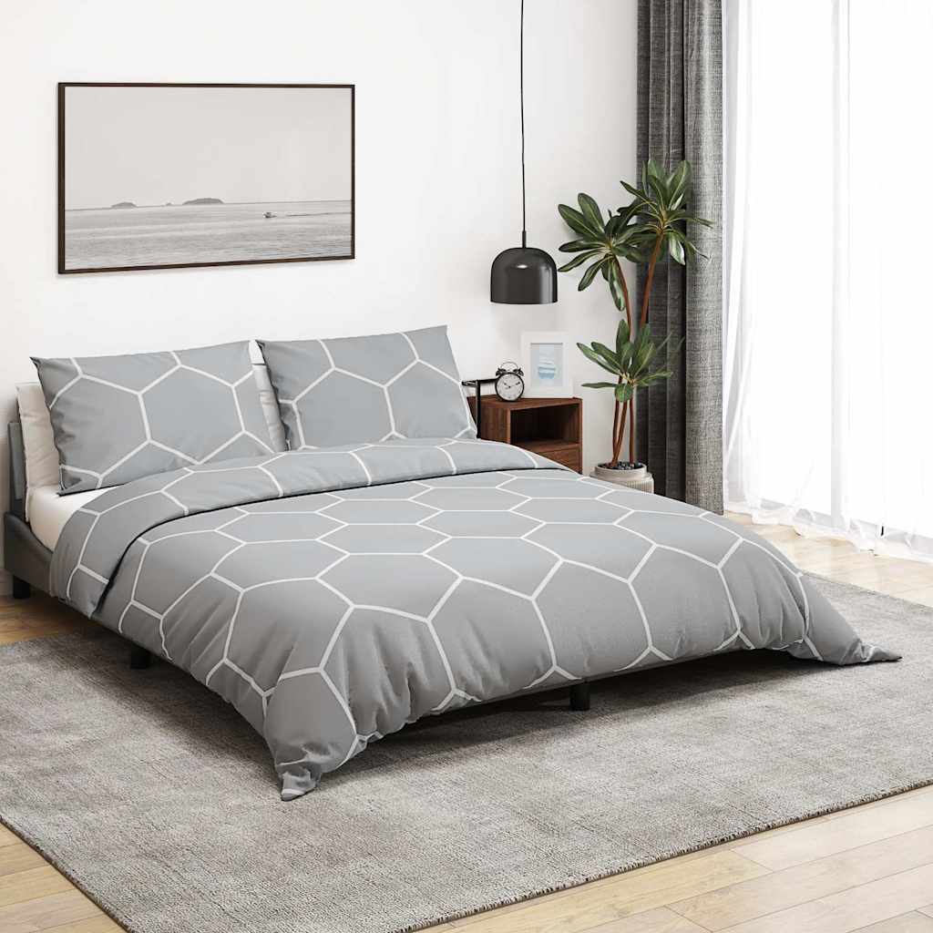Set Copripiumino Grigio e Bianco 200x200 cm in Cotone