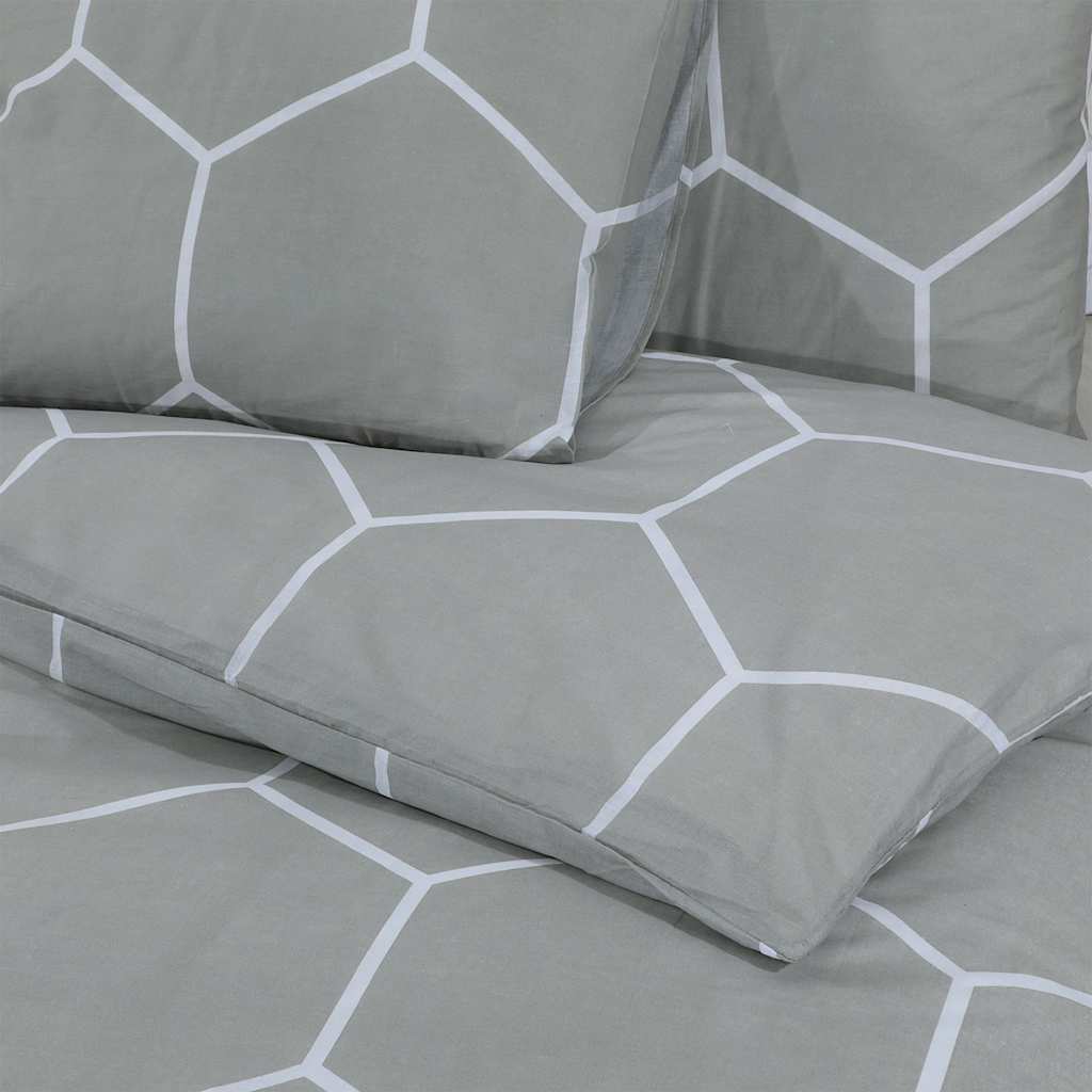 Set Copripiumino Grigio e Bianco 200x200 cm in Cotone
