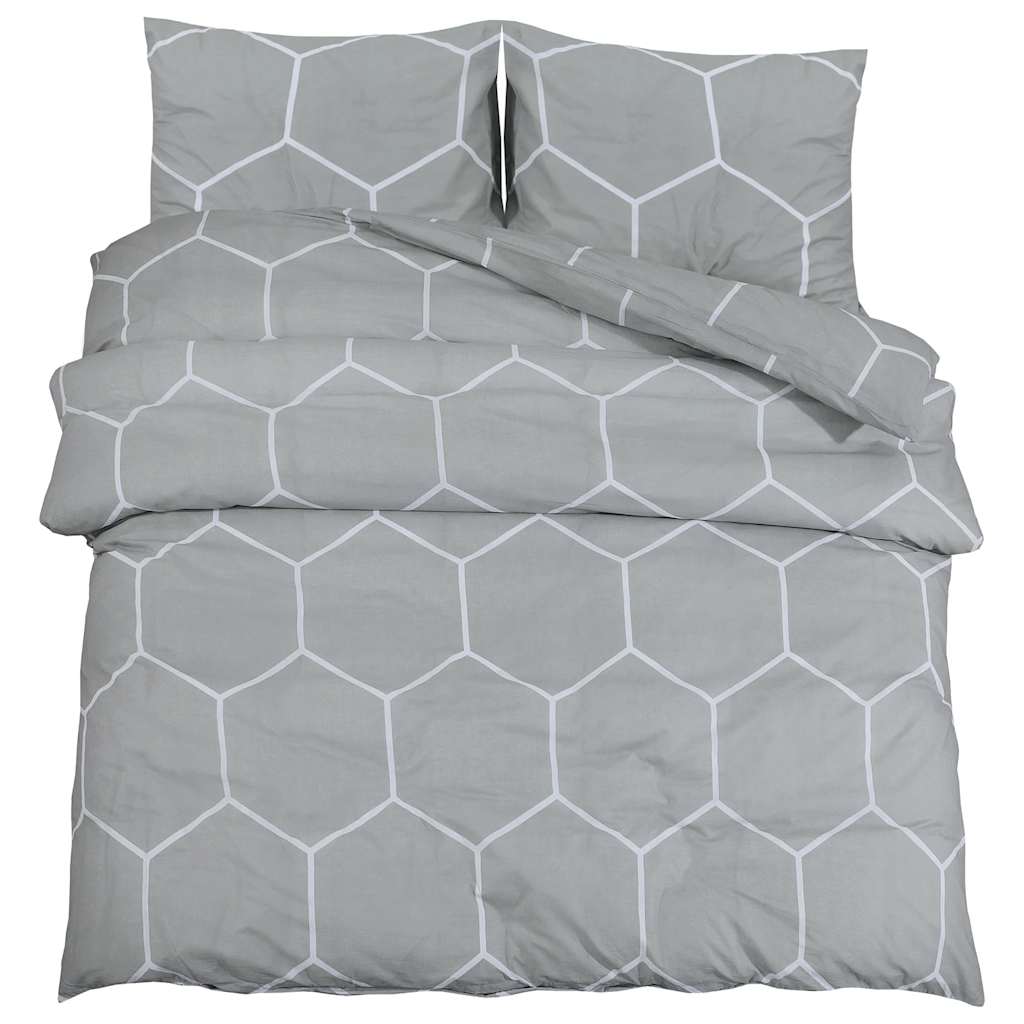Set Copripiumino Grigio e Bianco 260x240 cm in Cotone