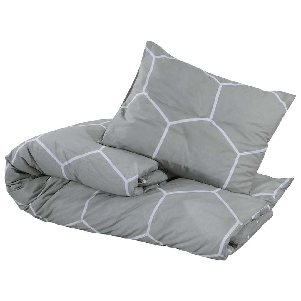 Set Copripiumino Grigio e Bianco 260x240 cm in Cotone