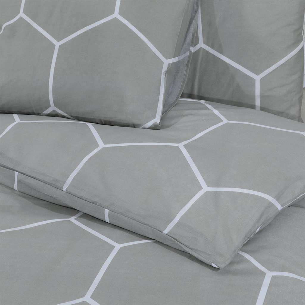 Set Copripiumino Grigio e Bianco 200x220 cm in Cotone