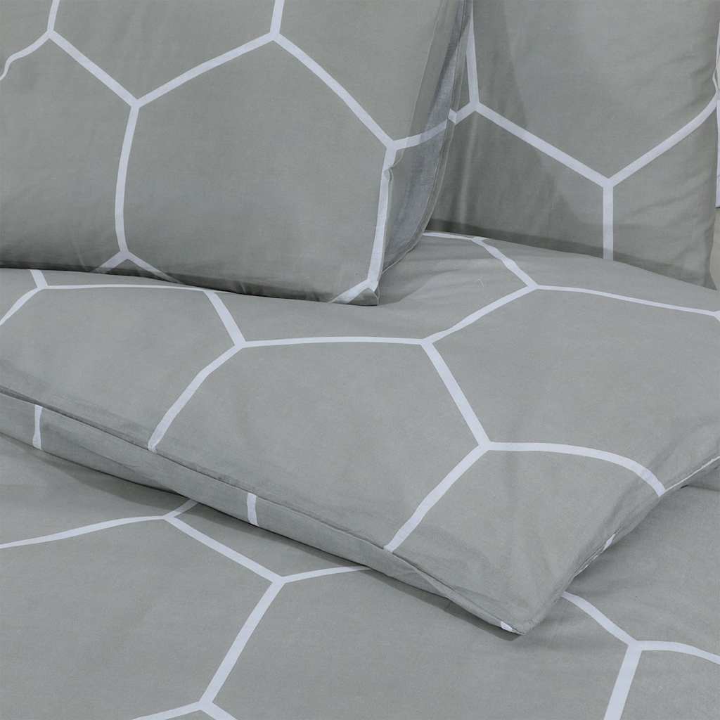 Set Copripiumino Grigio e Bianco 260x220 cm in Cotone