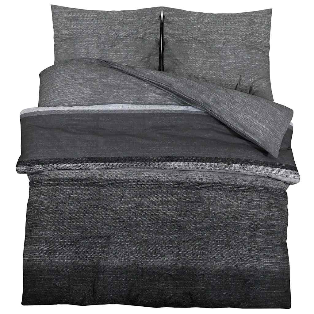 Set Copripiumino Grigio Scuro e Nero 140x200 cm in Cotone