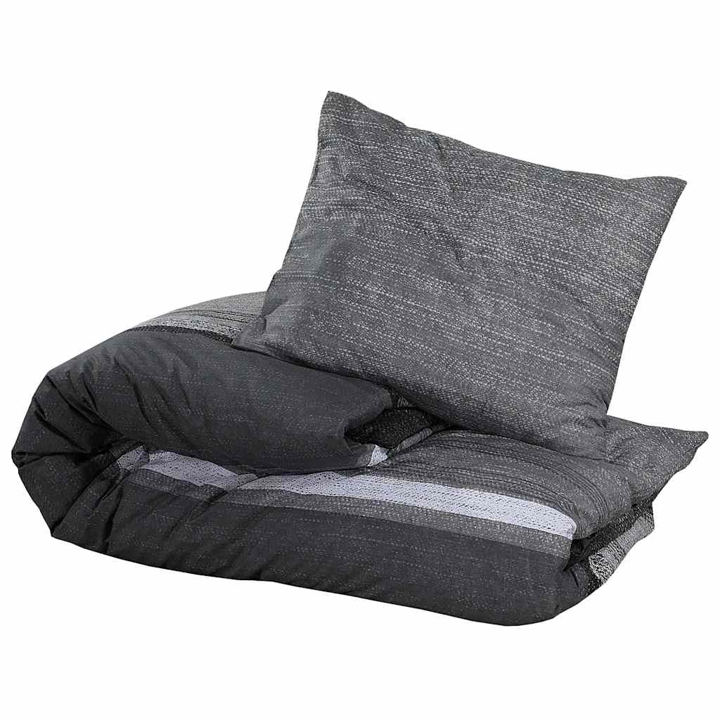 Set Copripiumino Grigio Scuro e Nero 140x200 cm in Cotone