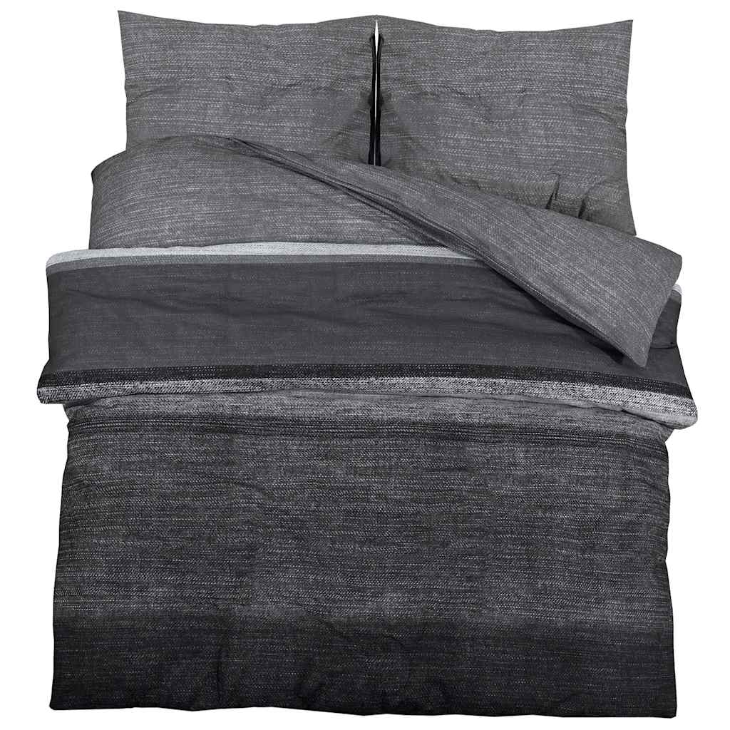 Set Copripiumino Grigio Scuro e Nero 200x200 cm in Cotone