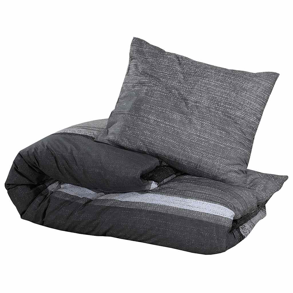 Set Copripiumino Grigio Scuro e Nero 200x200 cm in Cotone